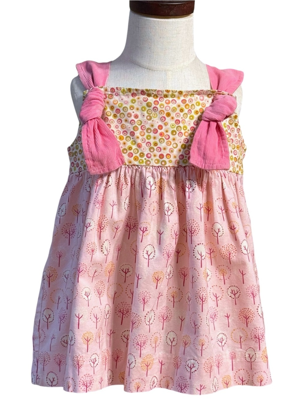 Hannah Kate Pink Floral & Tree Print Knot Strap Top | Girls Size 5